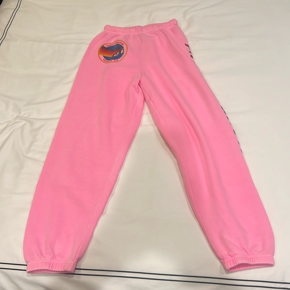 Pink aviator nation logo sweatpants
